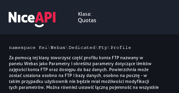 Klasa Quotas · NiceAPI dla PHP 5.6