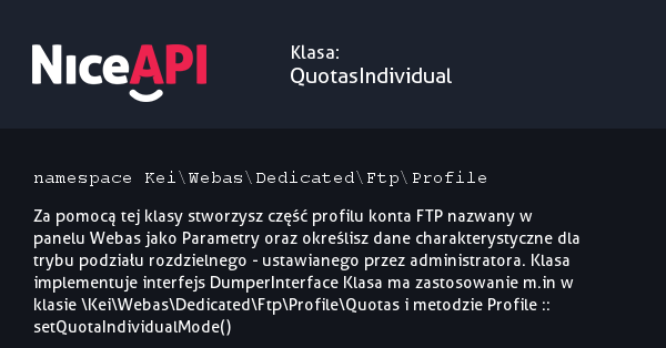 Klasa QuotasIndividual · NiceAPI dla PHP 5.6