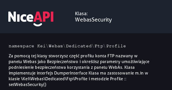 Klasa WebasSecurity · NiceAPI dla PHP 5.6