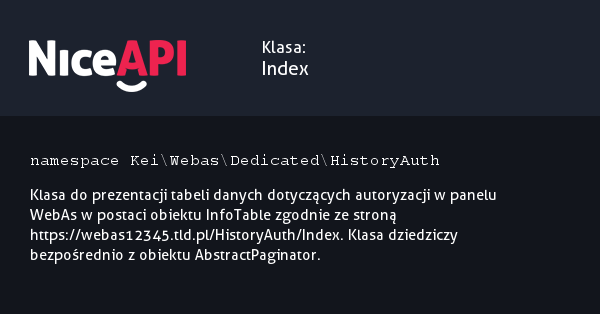 Klasa Index · NiceAPI dla PHP 5.6