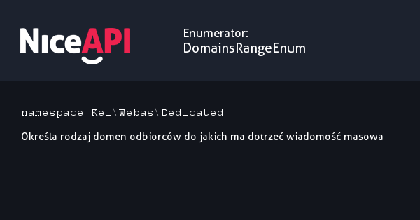 Enumerator DomainsRangeEnum · NiceAPI dla PHP 5.6