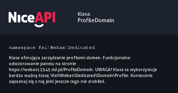 Klasa ProfileDomain · NiceAPI dla PHP 5.6