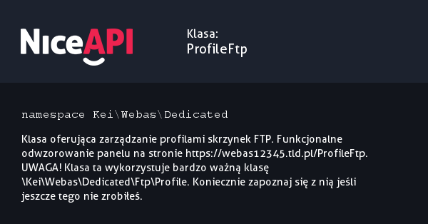 Klasa ProfileFtp · NiceAPI dla PHP 5.6