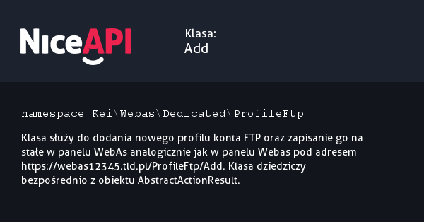 Klasa Add · NiceAPI dla PHP 5.6