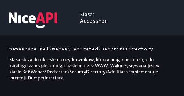 Klasa AccessFor · NiceAPI dla PHP 5.6