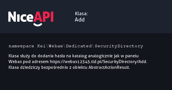 Klasa Add · NiceAPI dla PHP 5.6