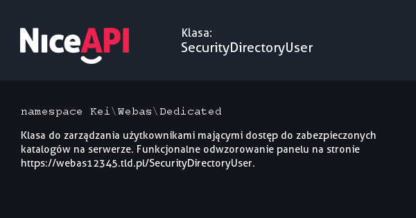 Klasa SecurityDirectoryUser · NiceAPI dla PHP 5.6
