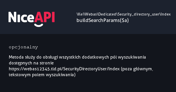 Index → buildSearchParams · NiceAPI dla PHP 5.6