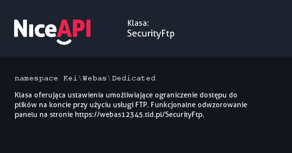 Klasa SecurityFtp · NiceAPI dla PHP 5.6