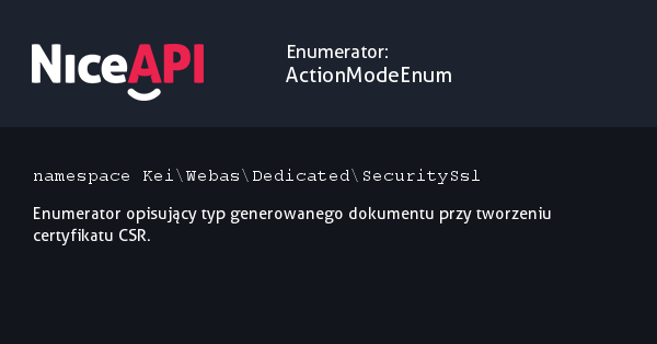 Enumerator ActionModeEnum · NiceAPI dla PHP 5.6