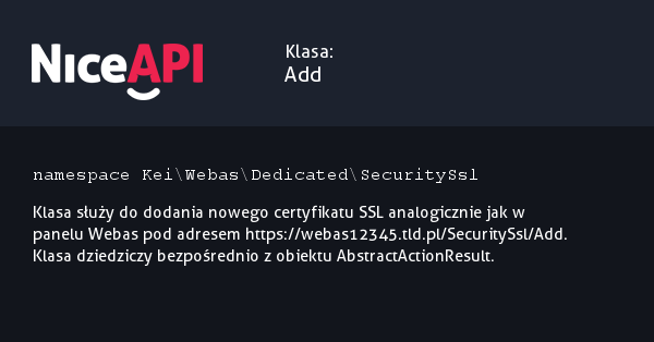 Klasa Add · NiceAPI dla PHP 5.6