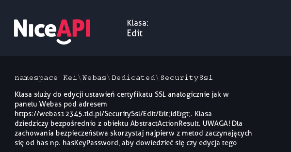 Klasa Edit · NiceAPI dla PHP 5.6