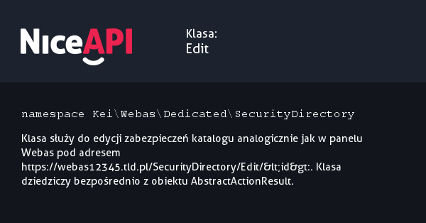 Klasa Edit · NiceAPI dla PHP 5.6