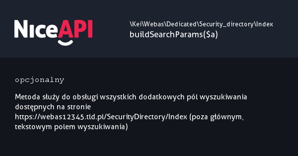 Index → buildSearchParams · NiceAPI dla PHP 5.6