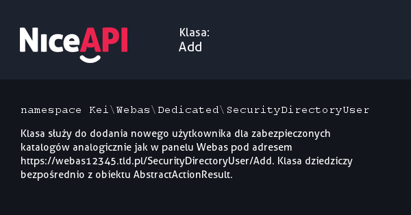 Klasa Add · NiceAPI dla PHP 5.6