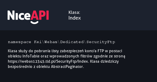 Klasa Index · NiceAPI dla PHP 5.6