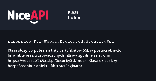 Klasa Index · NiceAPI dla PHP 5.6