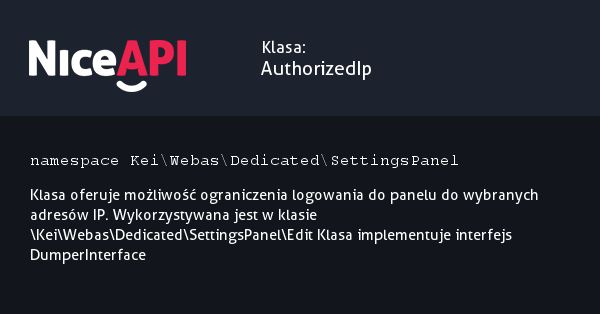 Klasa AuthorizedIp · NiceAPI dla PHP 5.6