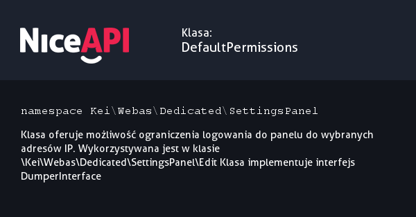 Klasa DefaultPermissions · NiceAPI dla PHP 5.6