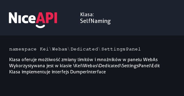 Klasa SelfNaming · NiceAPI dla PHP 5.6