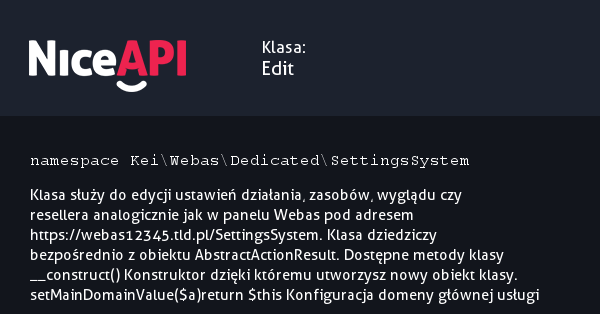 Klasa Edit · NiceAPI dla PHP 5.6