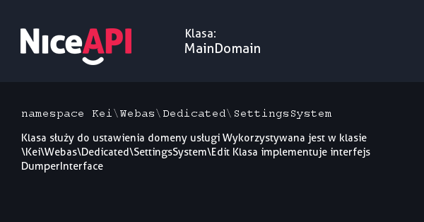 Klasa MainDomain · NiceAPI dla PHP 5.6