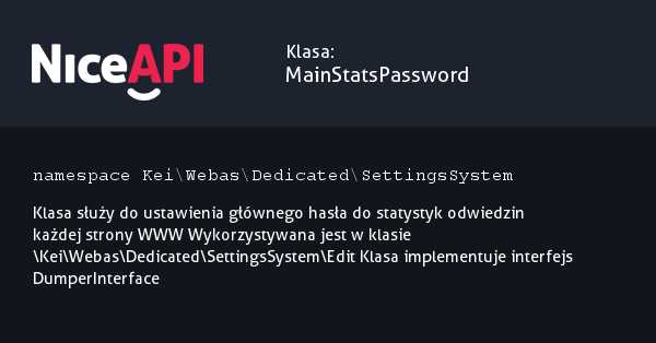 Klasa MainStatsPassword · NiceAPI dla PHP 5.6