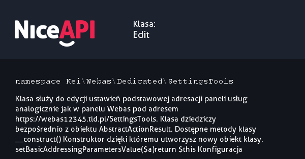 Klasa Edit · NiceAPI dla PHP 5.6