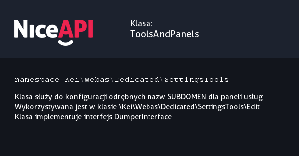 Klasa ToolsAndPanels · NiceAPI dla PHP 5.6