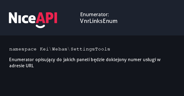 Enumerator VnrLinksEnum · NiceAPI dla PHP 5.6