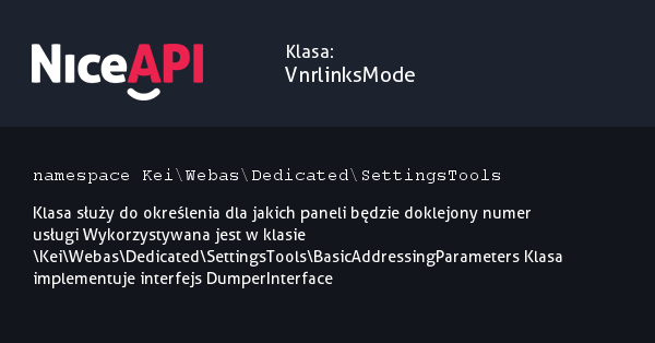 Klasa VnrlinksMode · NiceAPI dla PHP 5.6