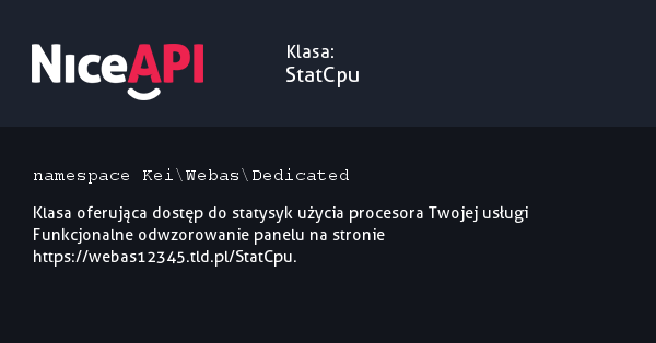 Klasa StatCpu · NiceAPI dla PHP 5.6