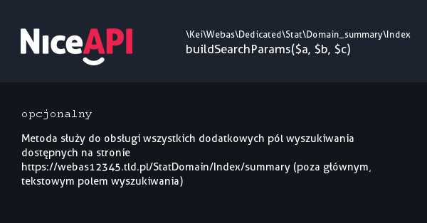 Index → buildSearchParams · NiceAPI dla PHP 5.6