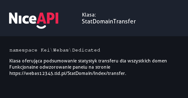 Klasa StatDomainTransfer · NiceAPI dla PHP 5.6