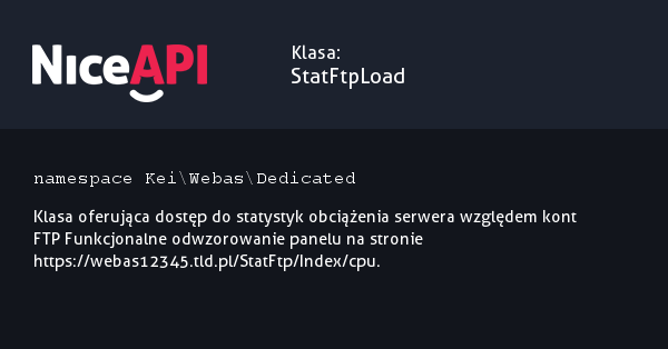 Klasa StatFtpLoad · NiceAPI dla PHP 5.6