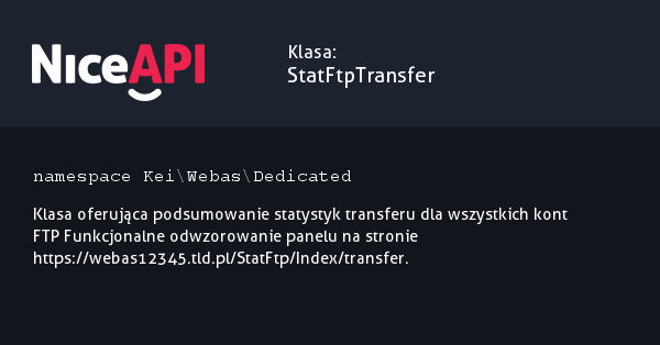 Klasa StatFtpTransfer · NiceAPI dla PHP 5.6