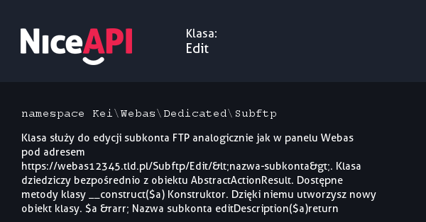 Klasa Edit · NiceAPI dla PHP 5.6