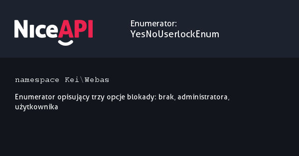 Enumerator YesNoUserlockEnum · NiceAPI dla PHP 5.6