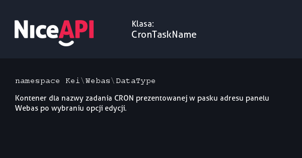 Klasa CronTaskName · NiceAPI dla PHP 5.6