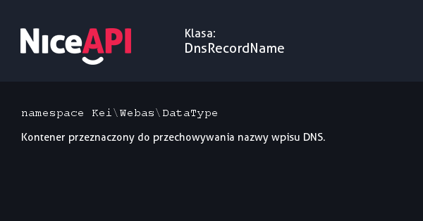 Klasa DnsRecordName · NiceAPI dla PHP 5.6