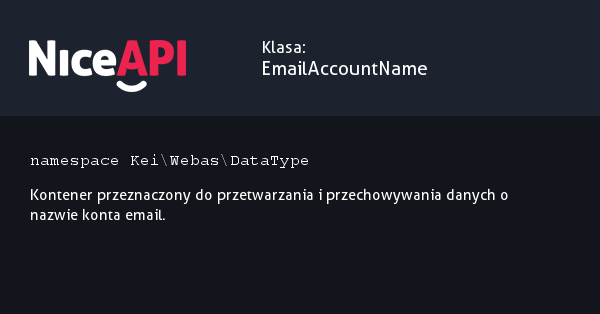 Klasa EmailAccountName · NiceAPI dla PHP 5.6