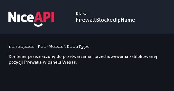Klasa FirewallBlockedIpName · NiceAPI dla PHP 5.6