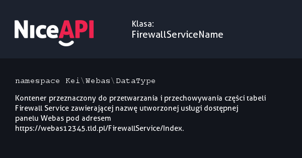 Klasa FirewallServiceName · NiceAPI dla PHP 5.6