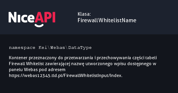 Klasa FirewallWhitelistName · NiceAPI dla PHP 5.6