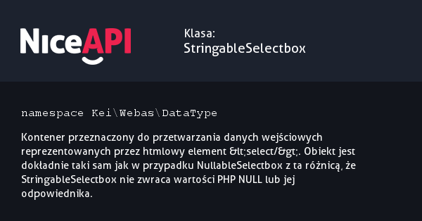 Klasa StringableSelectbox · NiceAPI dla PHP 5.6