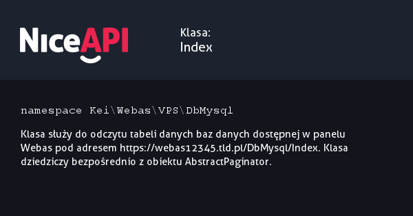 Klasa Index · NiceAPI dla PHP 5.6