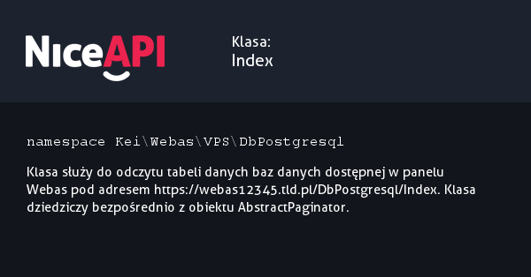 Klasa Index · NiceAPI dla PHP 5.6