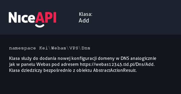 Klasa Add · NiceAPI dla PHP 5.6