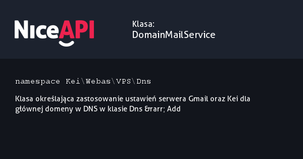 Klasa DomainMailService · NiceAPI dla PHP 5.6