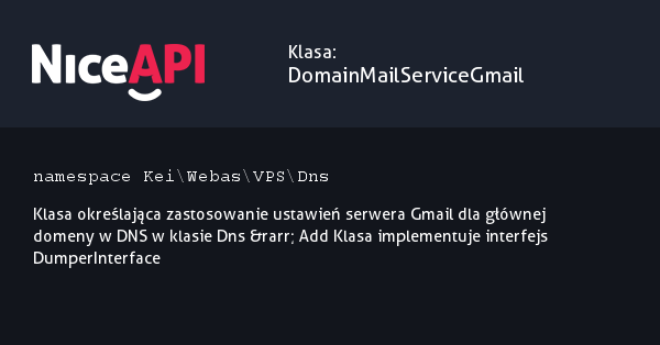 Klasa DomainMailServiceGmail · NiceAPI dla PHP 5.6